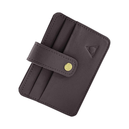 Aniline Cowhide Leather Compact Bi-Fold Chocolate Brown