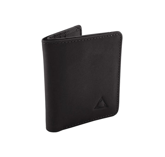 Men Aniline Cowhide Leather Compact Bi-Fold Wallet Black