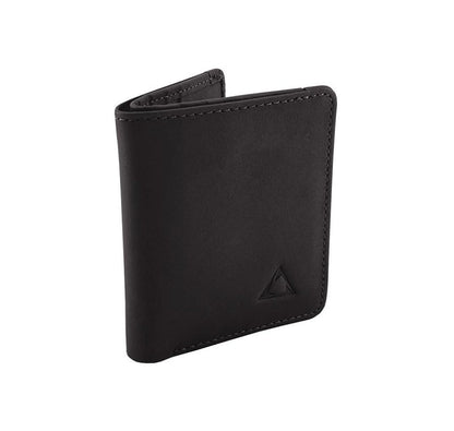 Men Aniline Cowhide Leather Compact Bi-Fold Wallet Black