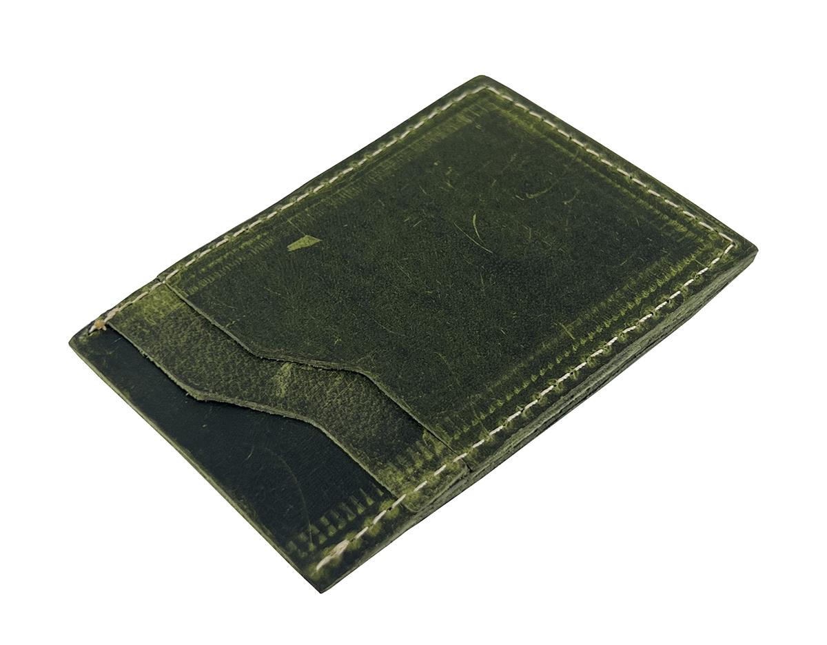 Buffalo Bi-Fold Handmade Leather Card Holder Green